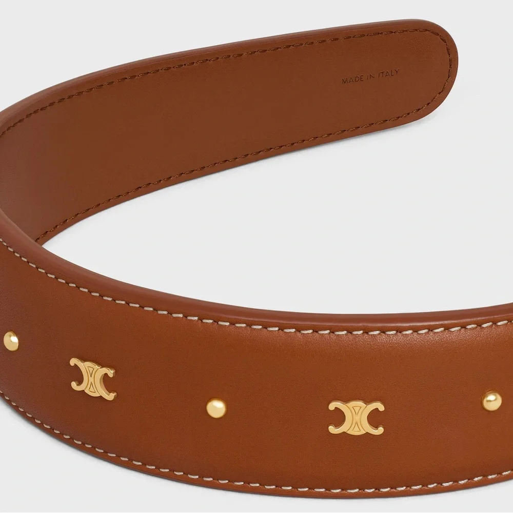 CELINE HEADBAND IN CALFSKIN AND BRASS WITH GOLD FINISH - Picture 3 of 3